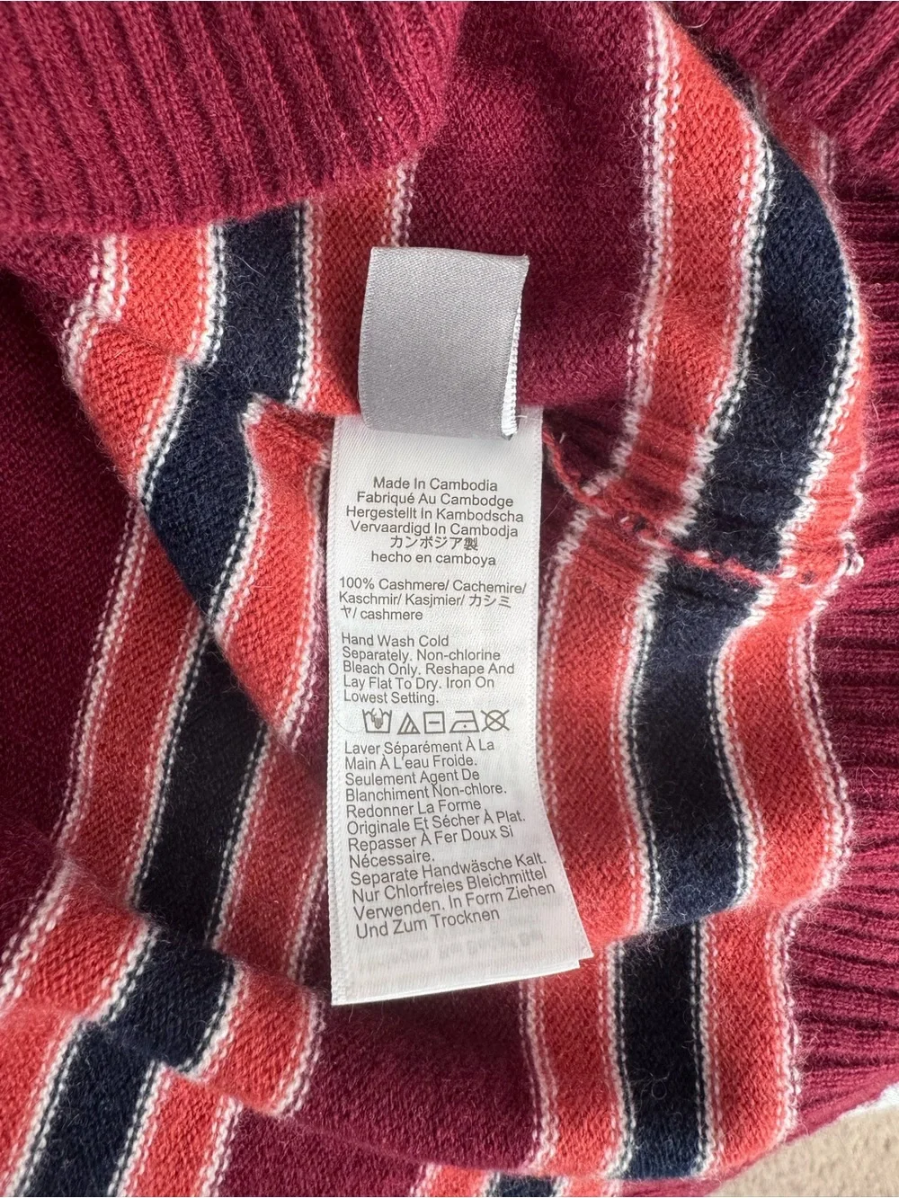 NWT J Crew Perfect Cashmere Crewneck Sweater In Stripe Size L - Picture 5 of 7